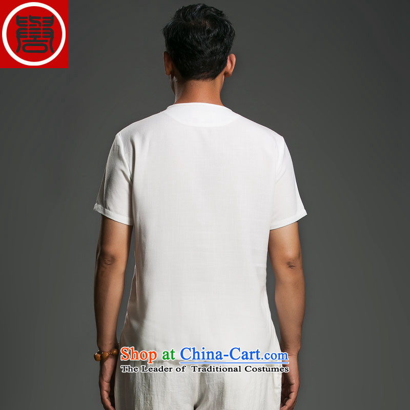 Free trial through China wind men's summer linen disc detained round-neck collar short-sleeved swashplate detained Korean male personality in beige (L), renowned (CHIYU) , , , shopping on the Internet
