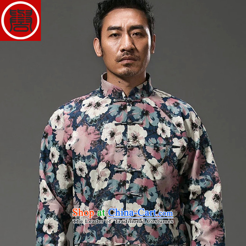 Renowned China wind suit male stylish decorated in stamp Tang long-sleeved collar disc detained during the spring and autumn jacket abounds Chinese improved (3XL), movement (CHIYU renowned shopping on the Internet has been pressed.)