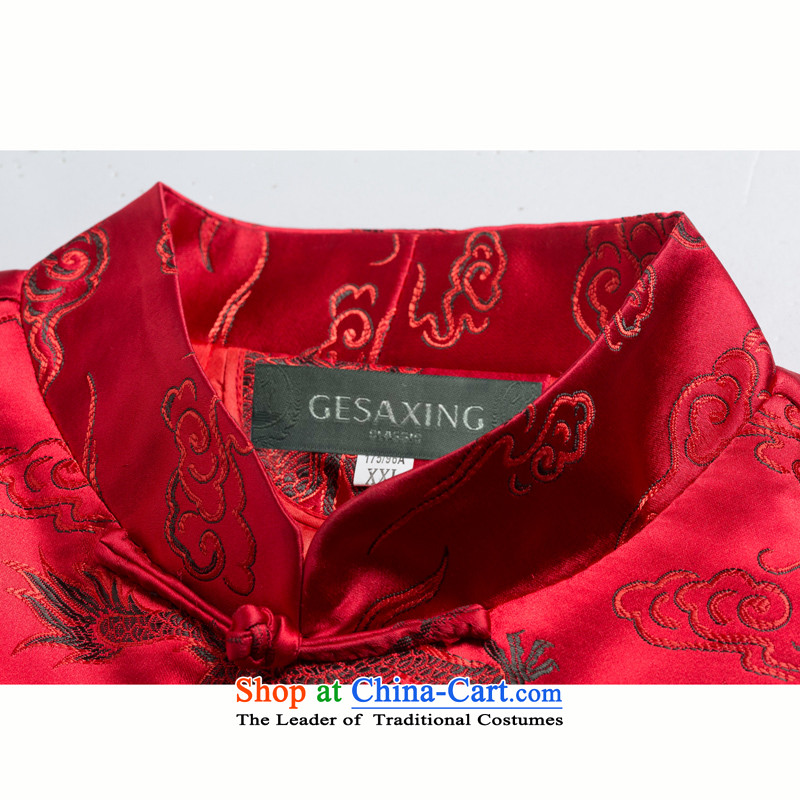 Bosnia and thre older women and men in line with Tang Dynasty ethnic couples wind Chinese dragon and a mock-neck new Tang blouses rushed mother father excellent F0876 women red women, L, and thre gesaxing line () , , , shopping on the Internet