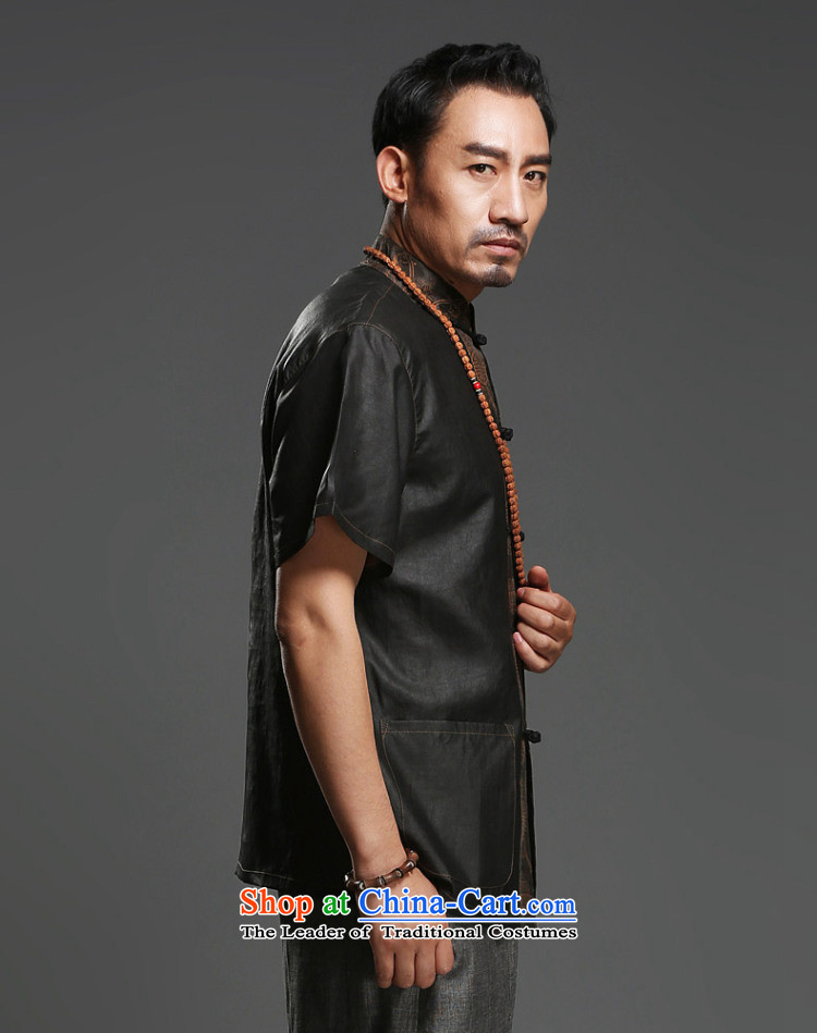 Renowned men silk short-sleeved Tang Dynasty Chinese shirt Men's Shirt herbs extract cloud of incense yarn men's short-sleeved black Large Tang dynasty 175 pictures, prices, brand platters! The elections are supplied in the national character of distribution, so action, buy now enjoy more preferential! As soon as possible.