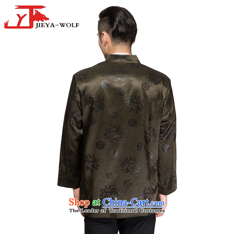 - Wolf JIEYA-WOLF, New Tang dynasty Long-sleeve autumn and winter coats blouses men t-shirt, jacket and dark green clip cotton 185/XXL,JIEYA-WOLF,,, shopping on the Internet