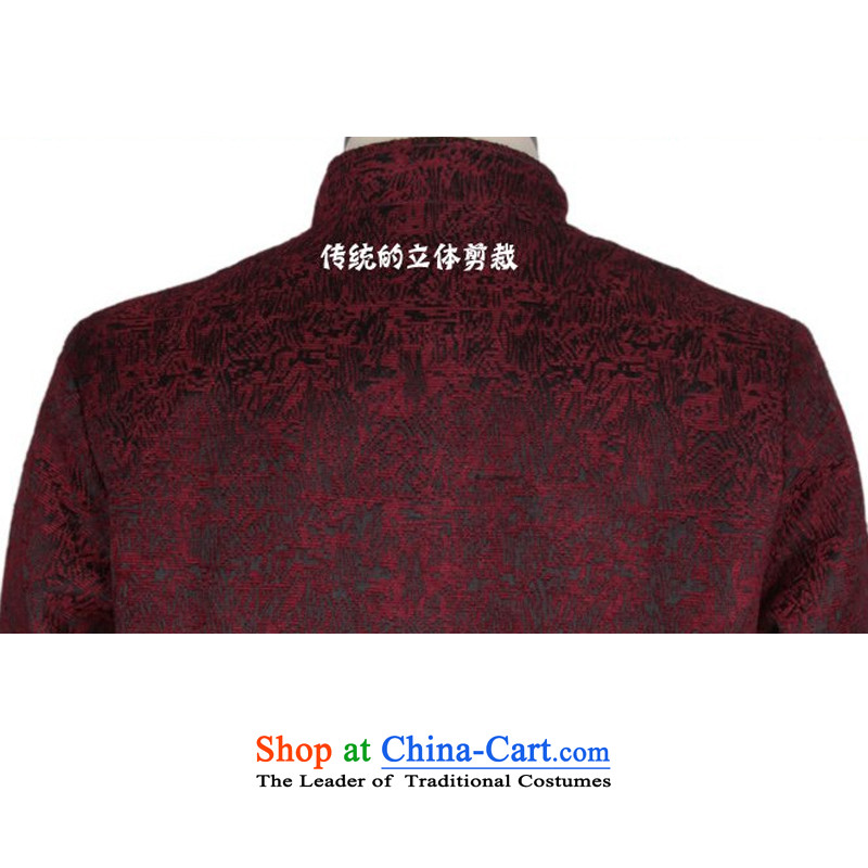 In older men long-sleeved jacket Tang national costumes Chinese collar Tang Dynasty to the dad grandpa new thick long-sleeved jacket F1369 Tang  L/175, wine red and line (gesaxing thre) , , , shopping on the Internet