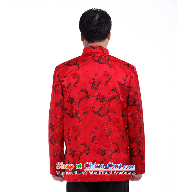 The South to men, Tang blouses jacket for autumn and winter clothing in the sheikhs older Men's Shirt Tang Dynasty Winter Jackets 6031 Chinese dragon spring and autumn red - number is too small. It is recommended that you select a number in the south to y