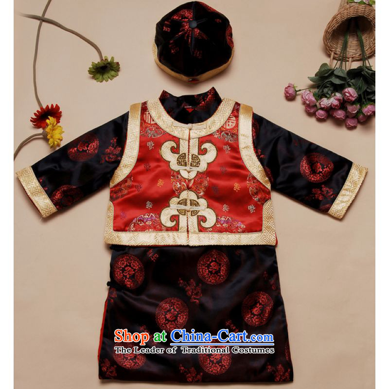 Ms Au King Mansion to Tang dynasty autumn and winter new child Tang dynasty robe boy plus cotton-style robes X183-a Cheongsams XXL, Red Cross has been pressed to jing shopping on the Internet