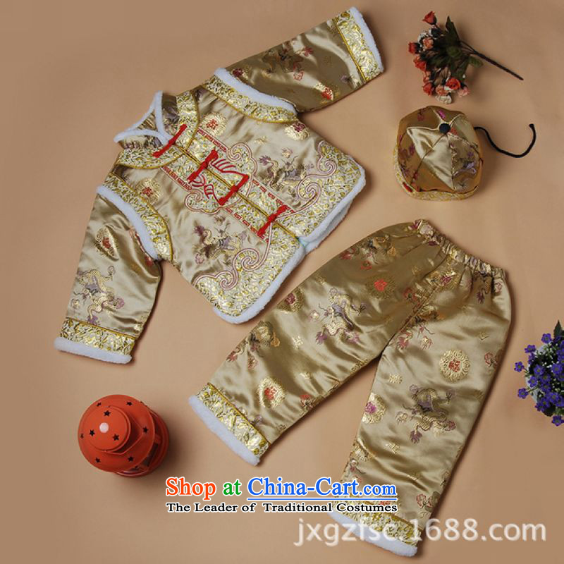 Ms Au King Mansion to Tang dynasty autumn and winter new child Tang dynasty robe boy children X189-a Golden XXL, robe intended Jing Ge , , , shopping on the Internet