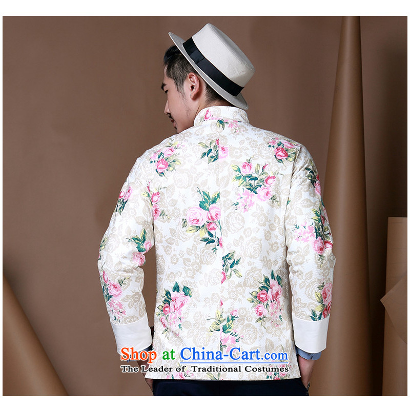 Jockeys Leopard Health Tang dynasty China wind men flowers to serve men's jackets on the autumn and winter Han-designer brands XXL, White Leopard (QIBAOLANG riding) , , , shopping on the Internet