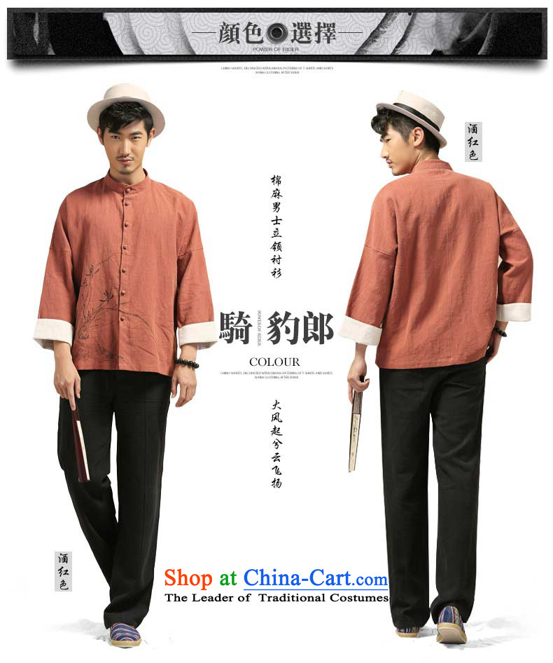 Jockeys Leopard Tang Dynasty who long-sleeved jacket linen men casual Chinese Han-cotton linen clothes hand-painted Chinese tunic China wind men designer brands wine red XXL picture, prices, brand platters! The elections are supplied in the national character of distribution, so action, buy now enjoy more preferential! As soon as possible.