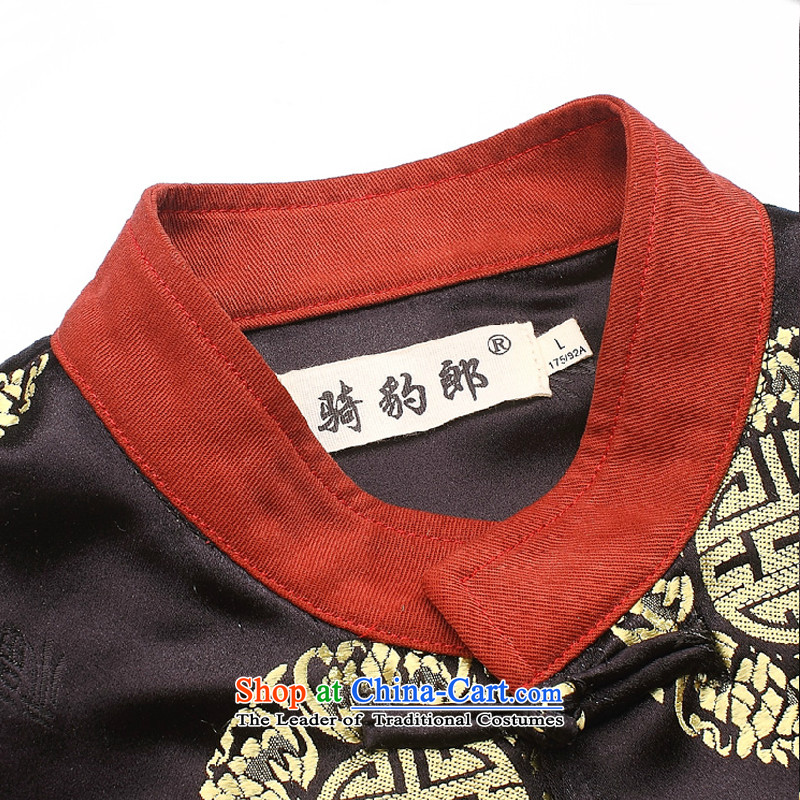 Jockeys Leopard Tang Dynasty who male wedding dress new autumn boxed long-sleeved shirt Chinese leisure jacket China wind men designer brands XXXL, Black Panther (QIBAOLANG riding) , , , shopping on the Internet