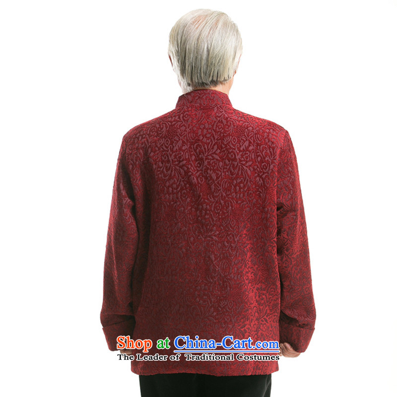 Thre line autumn and winter and new jacquard long-sleeved jacket Tang National wind in older collar disc detained jacquard chenille Tang dynasty F0716 Red Winter load dad) thre Bosnia and lines (XXXL/190, gesaxing) , , , shopping on the Internet