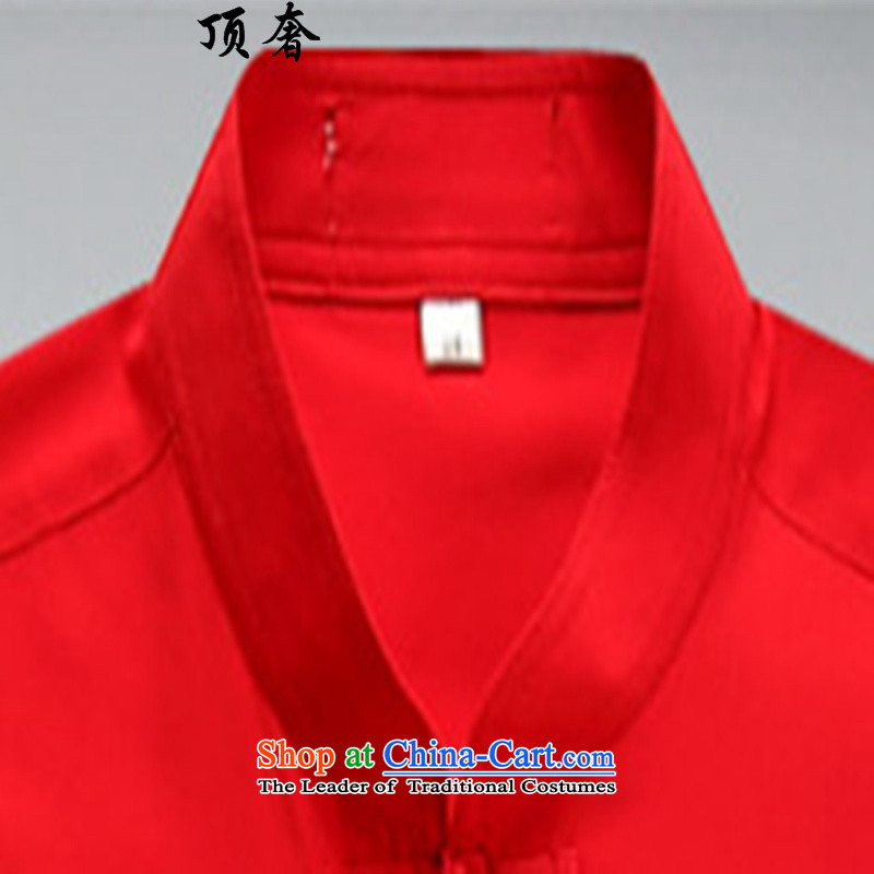 Top Luxury Tang dynasty, male long-sleeved thin men's jackets 2014 new hands-free ironing Tang dynasty white long-sleeved T-shirt collar men Tang red) Top Luxury.... XL/175, shopping on the Internet
