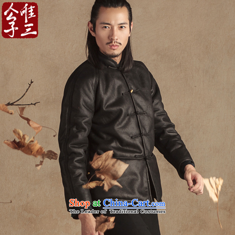 Cd 3 Model China wind devils leather garments robe Chinese Disc detained men Tang dynasty fur coat thickness one winter black jumbo (XL), Sau San CD 3 , , , shopping on the Internet