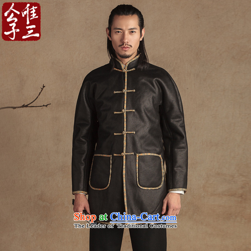 Third, China will be permitted to cd leather garments robe Chinese Stylish colors to hem jacket spell Men's Shirt leisure winter Sau San Black _M_