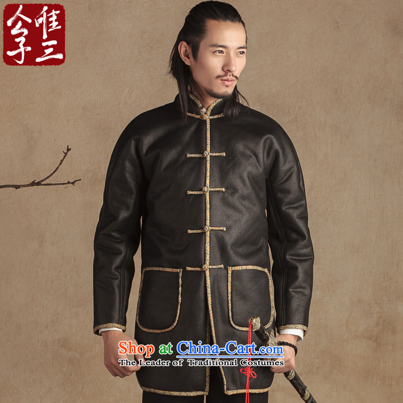 Third, China will be permitted to cd leather garments robe Chinese Stylish colors to hem jacket spell Men's Shirt leisure winter Sau San Black (M) CD 3 , , , shopping on the Internet