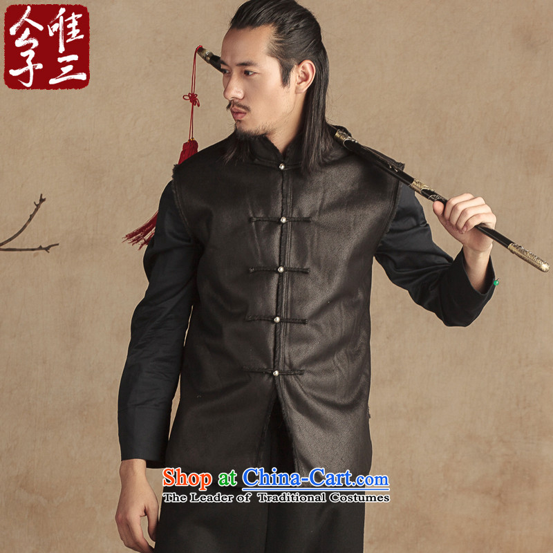 Cd 3 China wind men national leather garments cotton, a silver-plated tray snap autumn and winter Sau San Chinese Tang dynasty improved thick black (XL), jumbo CD 3 , , , shopping on the Internet