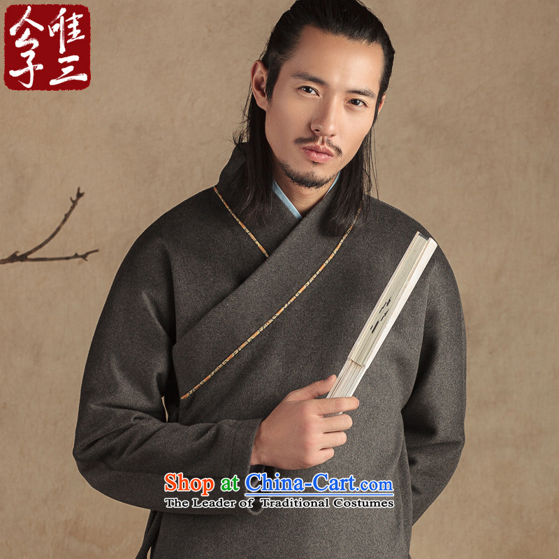 Cd 3 China wind Hon James wool? Tang dynasty jacket men national Chinese Han-thick winter coats leisure Gray Movement XXL