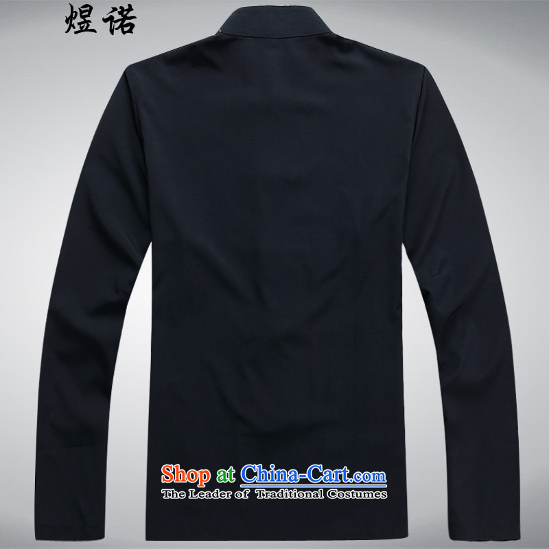 Familiar with the spring and autumn of the elderly in the Tang dynasty men Tang Dynasty Package elderly persons in the life long-sleeved clothing Tang Dynasty Package male China wind red Tang Dynasty Taegeuk jogs Services Service Pack, Black blue XXL/185,