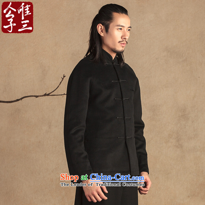 Cd 3 model auspicious China wind Tang Dynasty Recreation and wool Chinese tunic collar jacket? National Autumn and winter clothing in the new Black (M) only hyun three shopping on the Internet has been pressed.