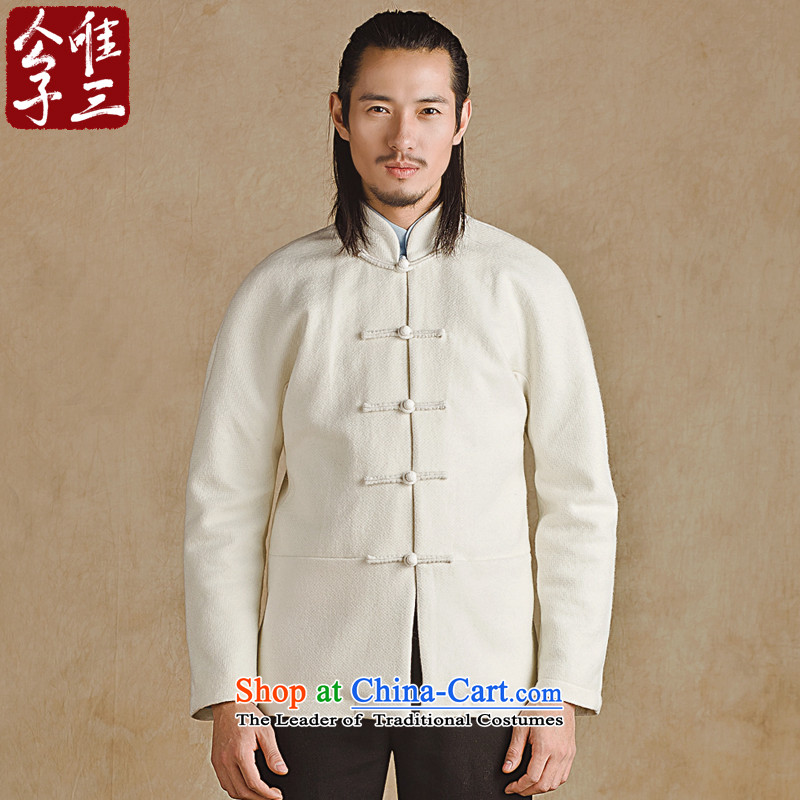 Cd 3 China wind wool a Tang Dynasty snap-improved male national costumes thick autumn and winter off-white long-sleeved sweater robe. (M) CD 3 , , , shopping on the Internet