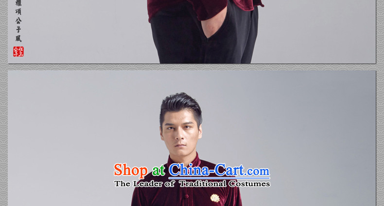 Cd 3 China wind Kam Lotus scouring pads Mock-neck retreat casual shirt, man Yi Tang Dynasty Chinese Youth Shirts, wine red small picture (S), prices, brand platters! The elections are supplied in the national character of distribution, so action, buy now enjoy more preferential! As soon as possible.