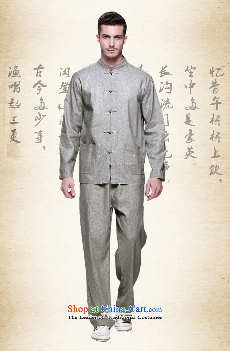 Shuai 2015 Ocean linen men's shirts in Tang Dynasty Chinese clothing is detained men's shirts national costumes and long-sleeved shirt single layer package jacket China wind collar men Ma Tei (Single T-shirts are gray) 41/175 picture, prices, brand platters! The elections are supplied in the national character of distribution, so action, buy now enjoy more preferential! As soon as possible.