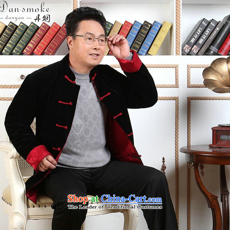 Dan smoke. older men Tang dynasty wool double-sided Tang dynasty through the autumn and winter coats father boxed long-sleeved made wedding Tang Gown - 1 black red double-sided wear 3XL, Dan Smoke , , , shopping on the Internet
