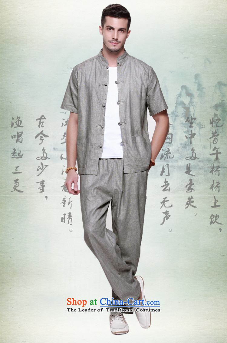 Yohei Kono New Products Linen handsome man Tang Dynasty Package China wind short-sleeved pants summer load tray clip collar manually retro Chinese national costumes m Yellow (short sleeves and long pants) 39/165 picture, prices, brand platters! The elections are supplied in the national character of distribution, so action, buy now enjoy more preferential! As soon as possible.