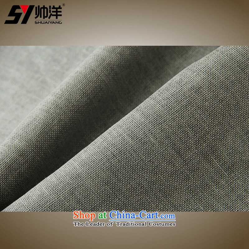 The new 2015 Yang Shuai linen men Tang dynasty short-sleeved shirt Chinese clothing summer China wind up charge-back collar manually shirts and yellow (m) 40/170, short-sleeved T-shirt (Shuai SHUAIYANG) , , , shopping on the Internet