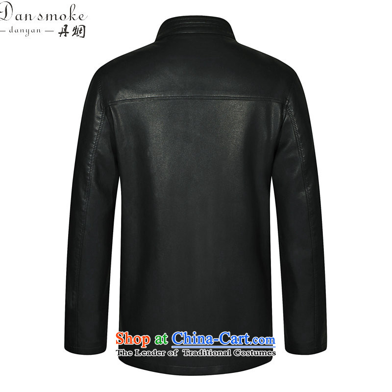 Dan smoke spring and fall in the new elderly men's leather garments Tang dynasty father loaded collar Tang Dynasty Chinese tunic leather garments black smoke Dan 180, , , , shopping on the Internet
