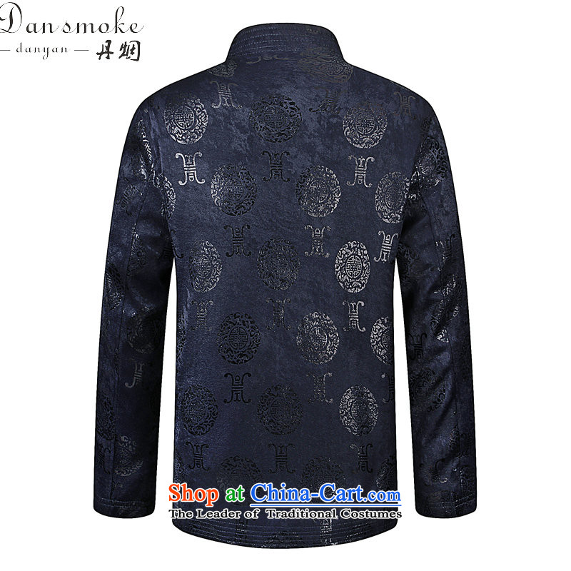 Dan smoke during the Spring and Autumn in New older men Tang Dynasty Chinese collar improved father boxed modern Tang dynasty pure cotton retro jacket color navy 180, Dan Smoke , , , shopping on the Internet