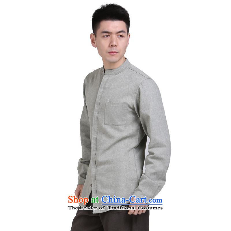 China wind cotton linen APEC men middle-aged men's shirts l Sau San leisure shirt jacket green XXL, hill people movement has been pressed shopping on the Internet