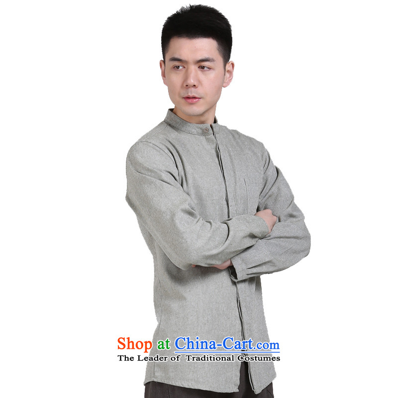 China wind cotton linen APEC men middle-aged men's shirts l Sau San leisure shirt jacket green XXL, hill people movement has been pressed shopping on the Internet