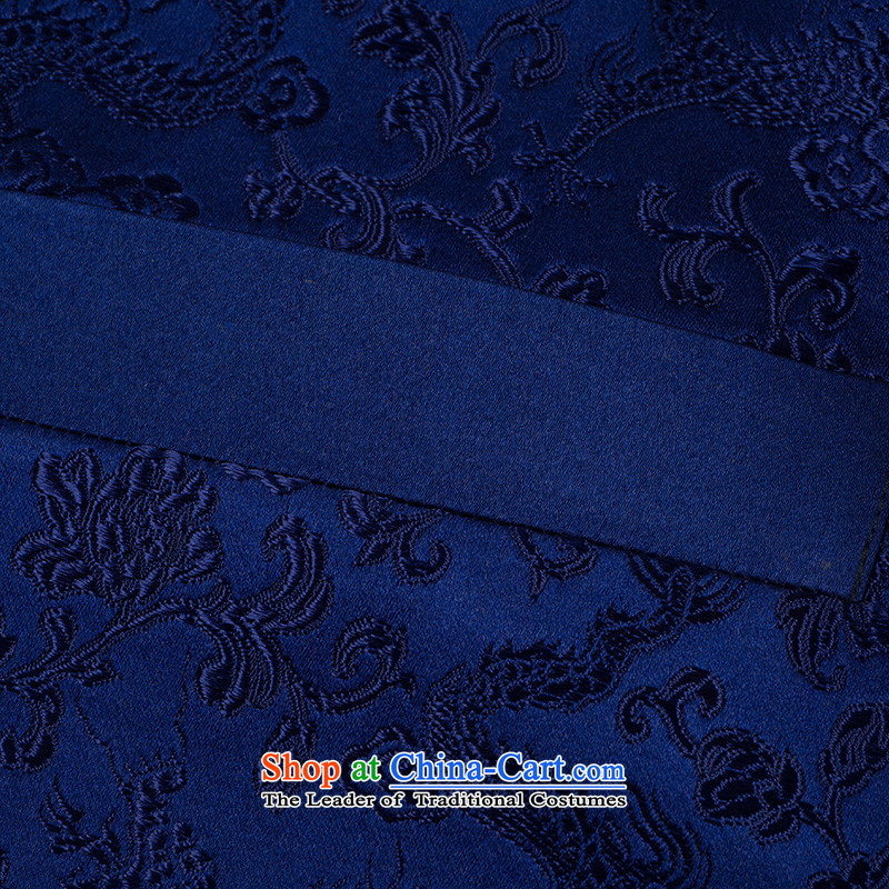 Thus Cheung Man, brocade coverlets shirt 2015 new blue retro China wind blue XXXL, Tang Shui thus Cheung shopping on the Internet has been pressed.