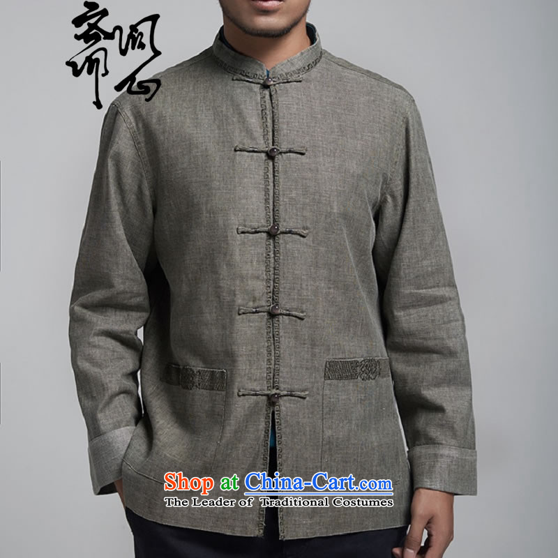 Q Shinsaibashi represented a health (autumn and winter men new long-sleeved shirts Chinese embroidery autumn jacket WXZ1130  XXL, light gray with Ramadan , , , shopping on the Internet