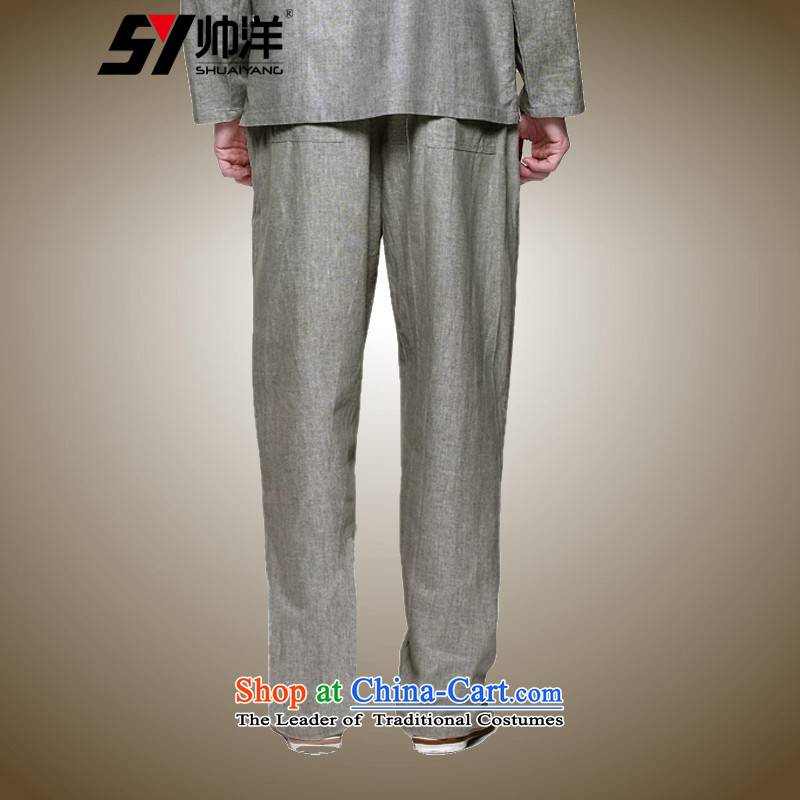 Spring 2015 Yang Shuai men linen pants China Wind Pants and Tang Chinese spring and summer comfort and breathability men's trousers, wild, elastic waist with drawcord Ma Tei (gray trousers) 40/170, Shuai Yang (SHUAIYANG) , , , shopping on the Internet