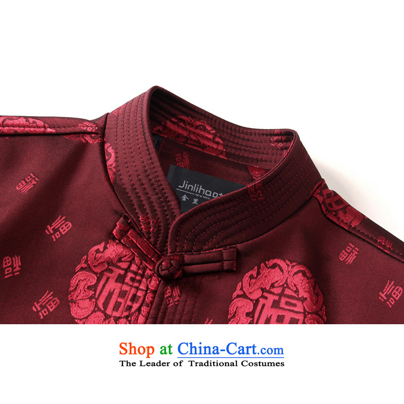 Mr James TIEN made during the spring and autumn the new Man Fu Shou long-sleeved jacket from older Tang men Tang dynasty elderly men too shou gift wine red wine red 185, Jun 175 Series , , , shopping on the Internet