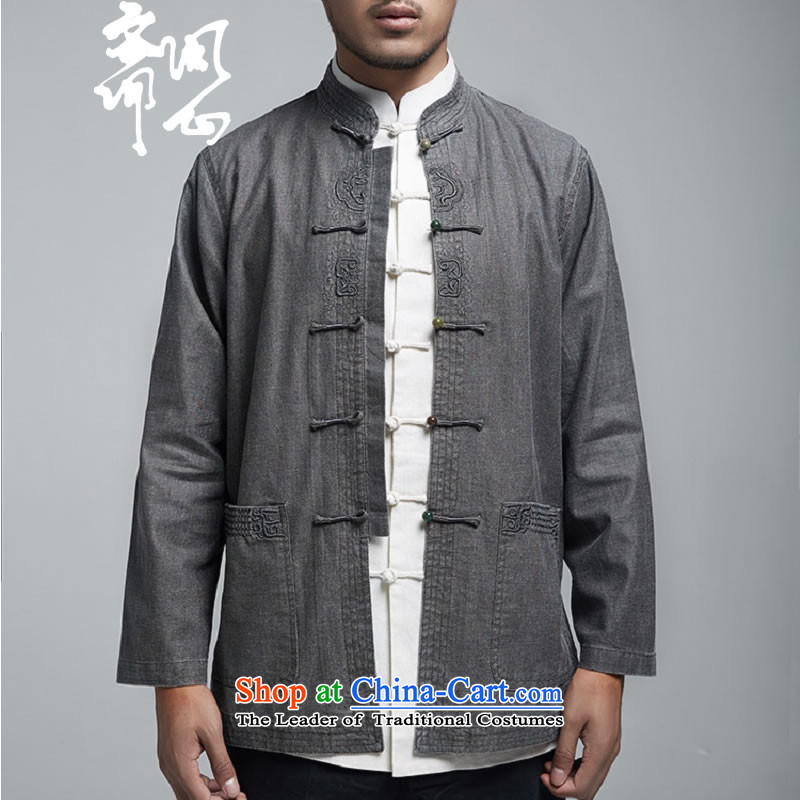 Q Shinsaibashi represented a health spring (men's new men linen collar jacket embroidered jacket 1787 carbon Chinese XXL 180/100, q heart of Ramadan , , , shopping on the Internet
