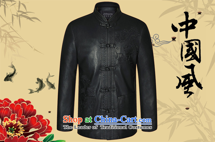 Double-  spring and autumn 2015 winter. older men in Tang Long Neck Jacket of Korean leather garments PU Tang-pack Black 175 Black 185 pictures, prices, brand platters! The elections are supplied in the national character of distribution, so action, buy now enjoy more preferential! As soon as possible.