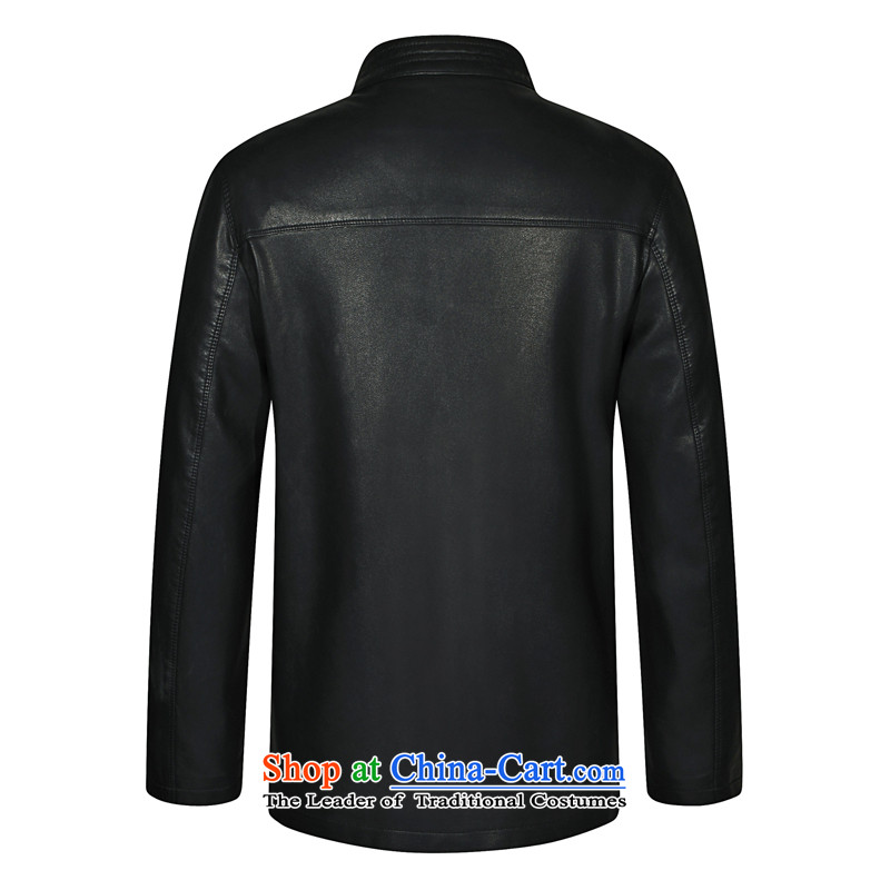 Double-  spring and autumn 2015 winter. older men in Tang Long Neck Jacket of Korean leather garments PU Tang-pack Black 175 185, Mr James TIEN made black , , , shopping on the Internet