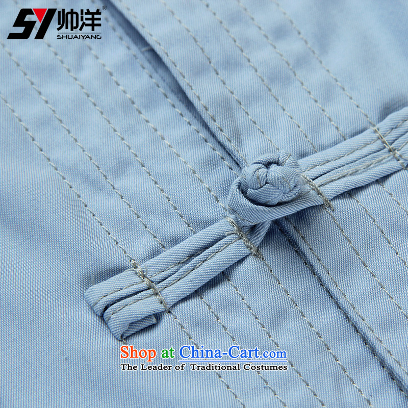 Shuai 2015 China wind and ocean long-sleeved shirt collar men Tang blouses manually tray clip retro spring Chinese men's shirts and comfortable soft blue 41/175, Shuai Yang (SHUAIYANG) , , , shopping on the Internet