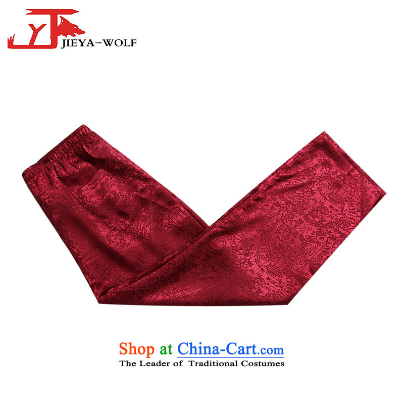 - Wolf JEYA-WOLF, New Package Tang dynasty men's short-sleeved light summer of Tang Dynasty MEN'S NATIONAL leisure wears the River During the Qingming Festival  of a set of red 185/XXL,JIEYA-WOLF,,, silk shopping on the Internet