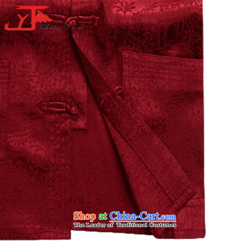 - Wolf JEYA-WOLF, New Package Tang dynasty men's short-sleeved light summer of Tang Dynasty MEN'S NATIONAL leisure wears the River During the Qingming Festival  of a set of red 185/XXL,JIEYA-WOLF,,, silk shopping on the Internet