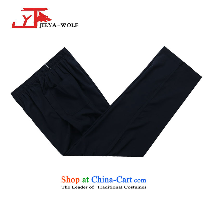- Wolf JEYA-WOLF, New Package Tang dynasty men's short-sleeved light summer) Kit Man Tang casual Kit China Wind, dark blue A 175/L,JIEYA-WOLF,,, shopping on the Internet