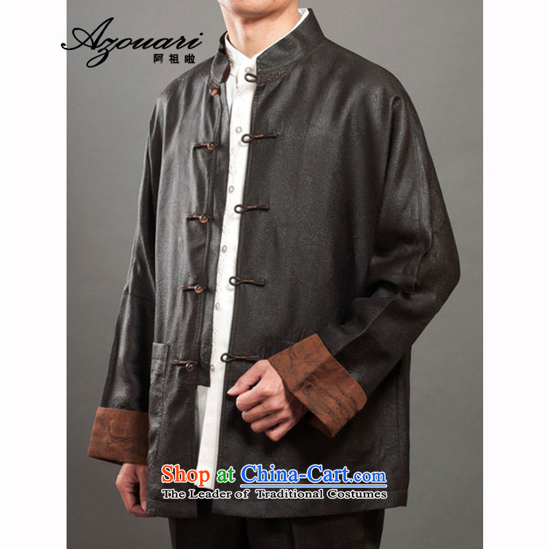 Azzu (azouari) Heung-cloud of defense even cuff Tang Dynasty Chinese classical men jacket coat of men, 46 of brown manually (Cho AZOUARI) , , , shopping on the Internet