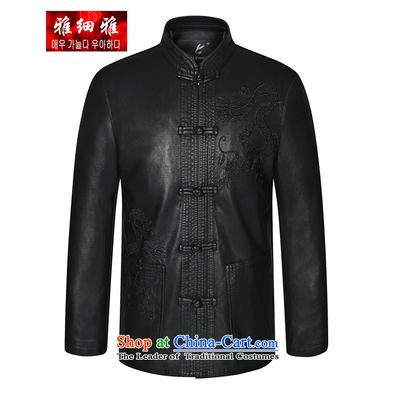 The breakdown of the spring and autumn 2015 New Nga of leisure in the elderly father Tang replacing Men's Mock-Neck thin paragraph is detained single row detained during the spring and autumn jackets Black185