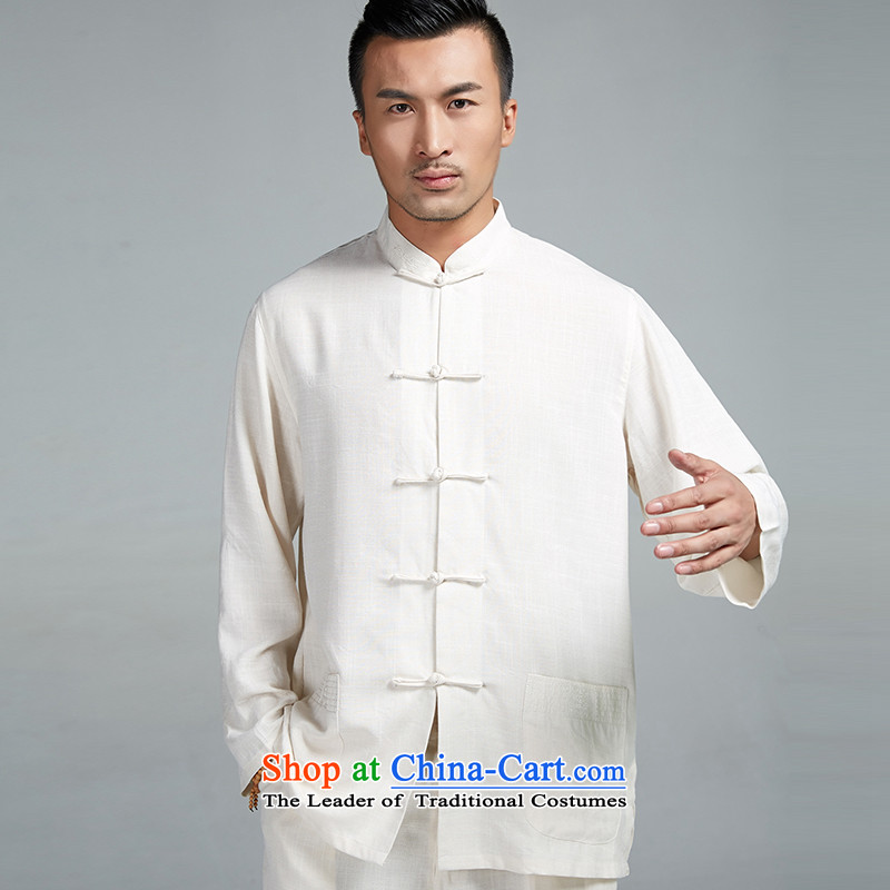 De Fudo Sangmu cotton linen embroidery kung fu kit tea with Taegeuk service men Tang Dynasty Package (T-shirt + pants) thin and light and comfortable Chinese clothing light yellow M de fudo shopping on the Internet has been pressed.