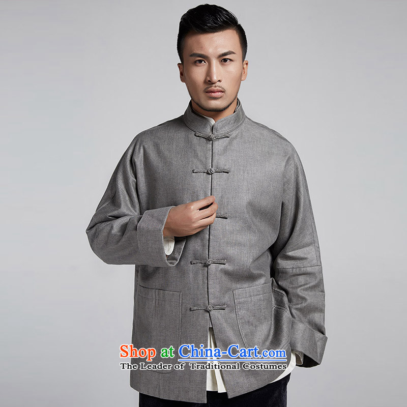Fudo de- 2015 autumn and winter, shoulder men's long-sleeved top chinese improved turn-sleeved jacket leisure China wind men light gray 44/M, de fudo shopping on the Internet has been pressed.