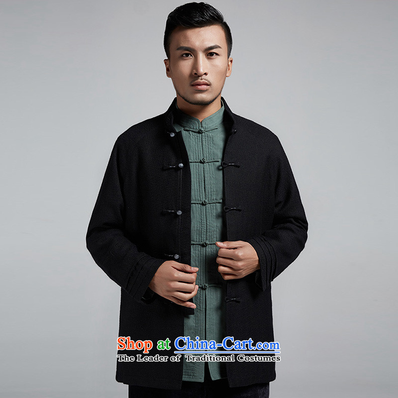 De Fudo Mahayana China wind improved stylish men Tang dynasty 2015 autumn and winter of Chinese three-tier cuff leisure jacket black 46/L, de fudo shopping on the Internet has been pressed.