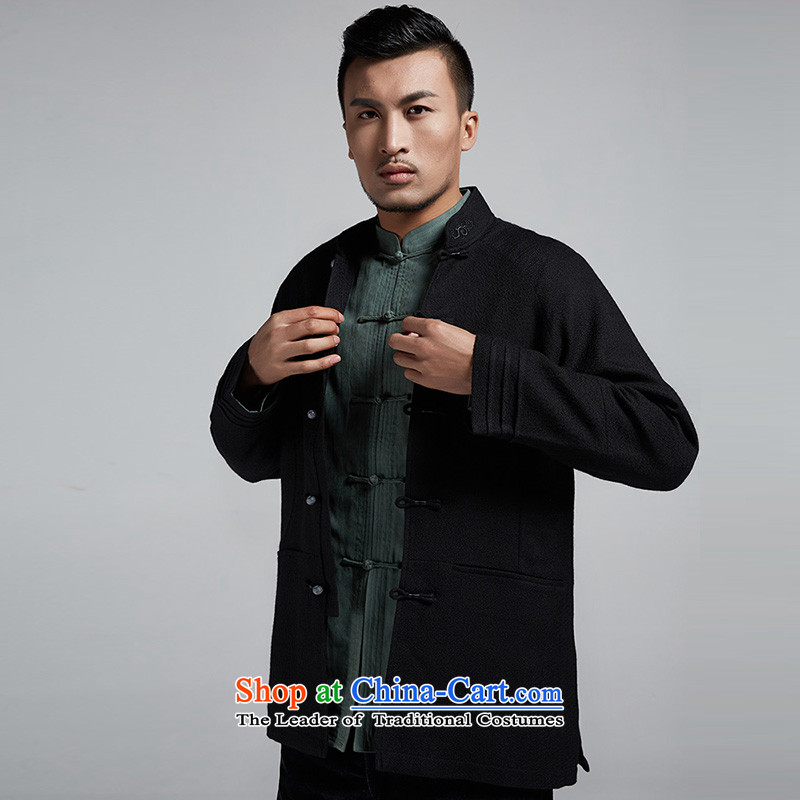 De Fudo Mahayana China wind improved stylish men Tang dynasty 2015 autumn and winter of Chinese three-tier cuff leisure jacket black 46/L, de fudo shopping on the Internet has been pressed.