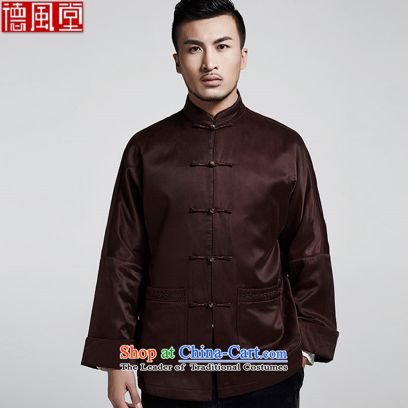 Fudo Dai de older upscale male Tang dynasty 2015 autumn and winter coats of Chinese Two-sleeved leisure robe China wind men's coffee-colored 46/L, de fudo shopping on the Internet has been pressed.