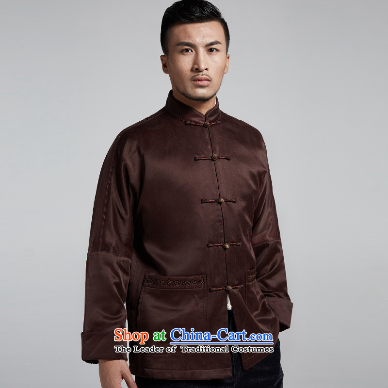 Fudo Dai de older upscale male Tang dynasty 2015 autumn and winter coats of Chinese Two-sleeved leisure robe China wind men's coffee-colored 46/L, de fudo shopping on the Internet has been pressed.